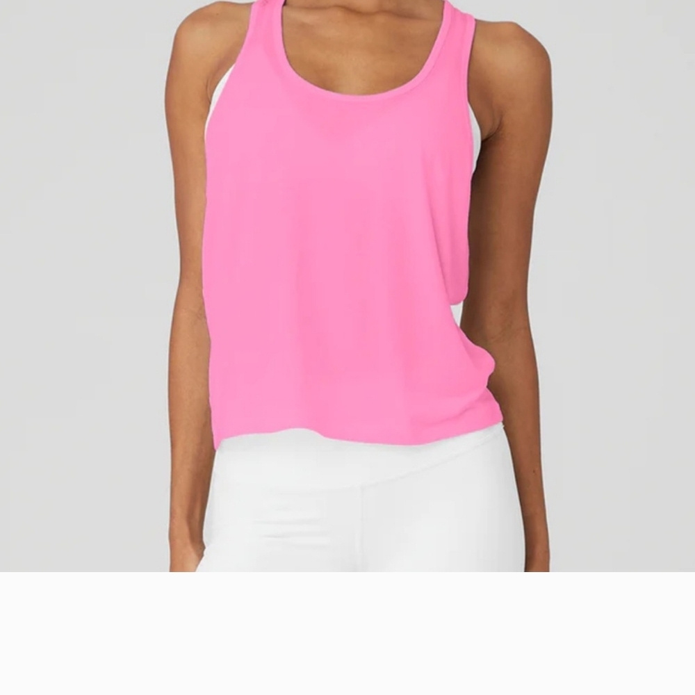 ALO Pink Crop Tank Top Sleeveless Relaxed